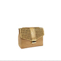Cork Crossbody Bag Gold Flap